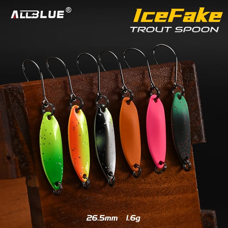 ALLBLUE IceFake 1.6g Cucchiaio in ottone Esca da pesca in metallo per area di flusso Attrezzatura per trota Esca artificiale