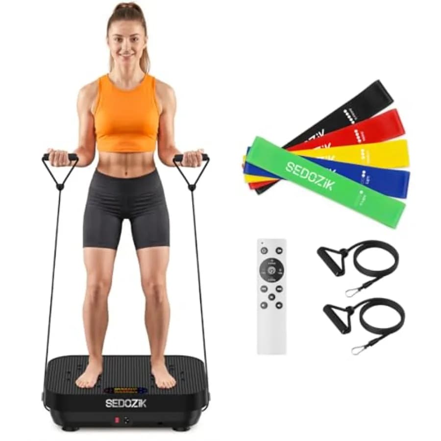 Piattaforma vibrante per esercizi a casa, per drenaggio linfatico e perdita di peso, nera, con resistenza, per tutto il corpo.