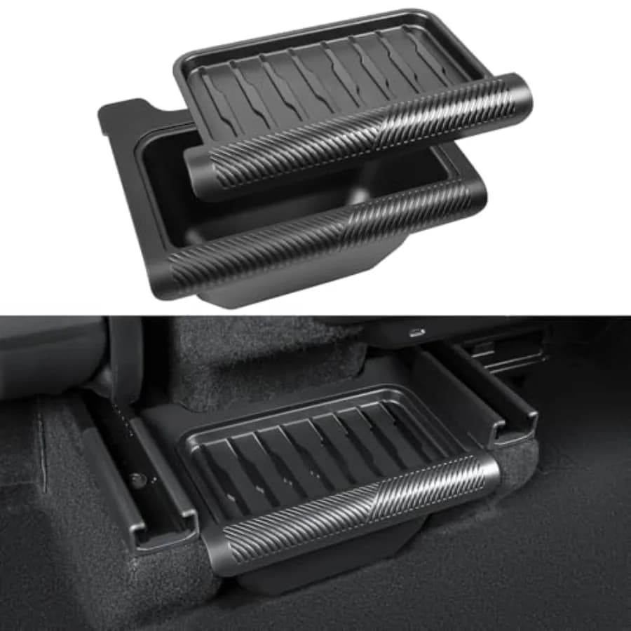 2026 New Model Y Juniper Backseat Trash Can Organizer TPE Storage Box with Anti-Slip Lid Cover Underseat Storage Tray for 2025-