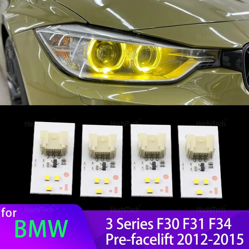 Scheda LED Angel Eye DRL gialla per BMW Serie 3 F30 F31 F34 Pre-facelift Faro allo xeno 2013-2015 Luce diurna 63117398766