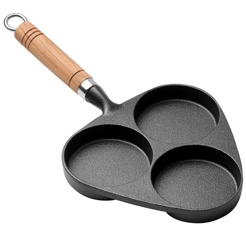 Padella Antiaderente in Ghisa per Uova, Profonda e Versatile, con Scomparti Triangolari, Ideale per Uova Fritte, Pancake, Hamburger e Colazione
