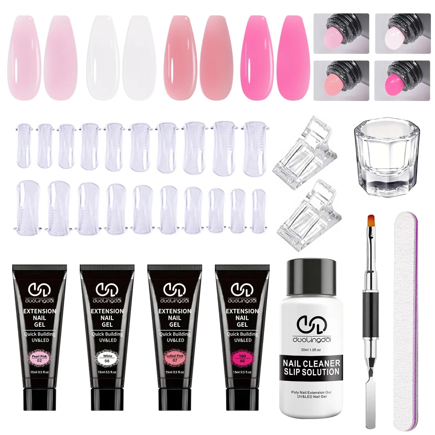 Kit Poly Gel per Unghie: 4 Colori Naturali Trasparenti, Gel Poly per Unghie ad Asciugatura Rapida, Nutriente, Durata 28 Giorni, Ideale per Regali e Uso Quotidiano