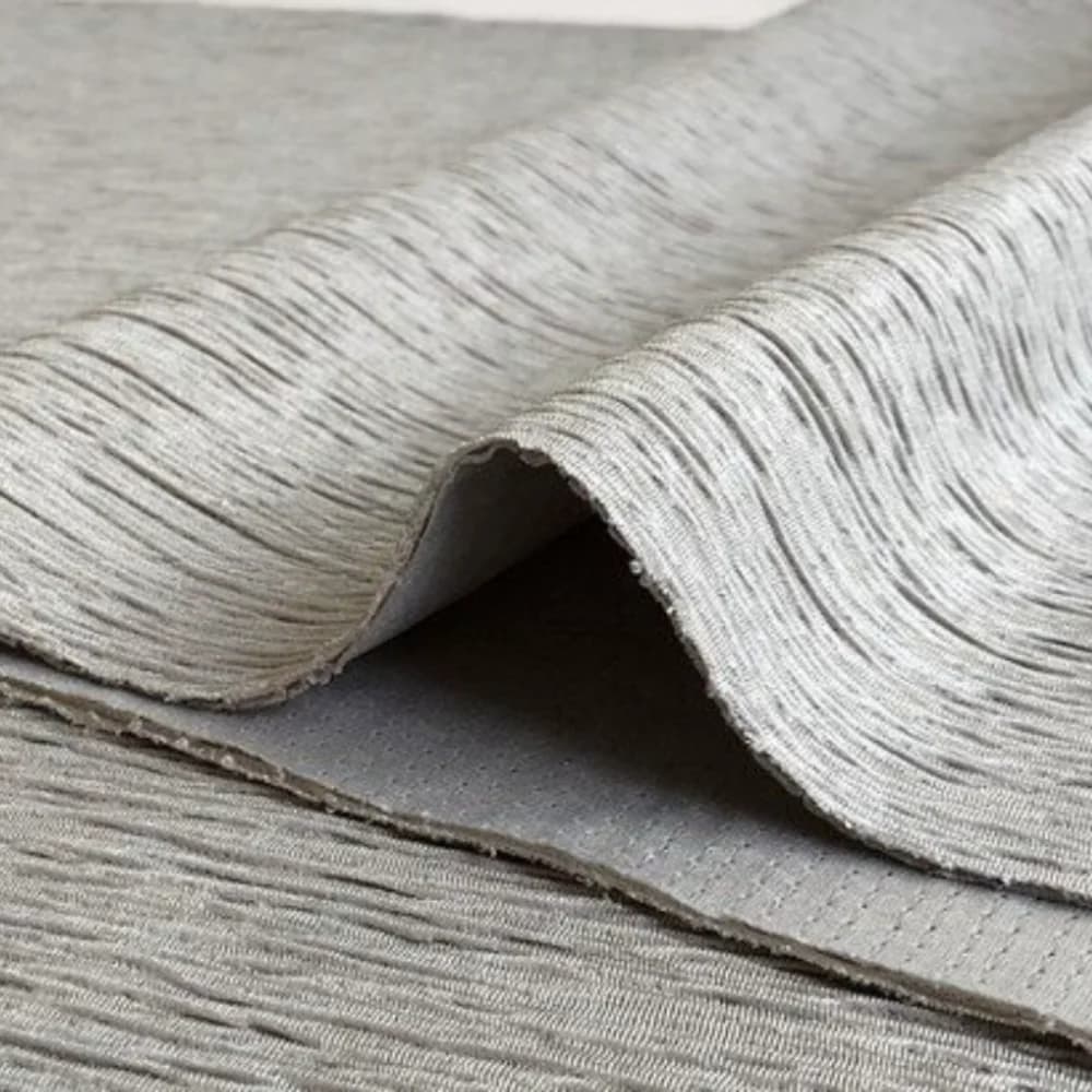 Light Medium Grey Knitted Fabric Texture Pleated Clothing Curtain Cloth Per Meter Apparel Sewing Diy Material