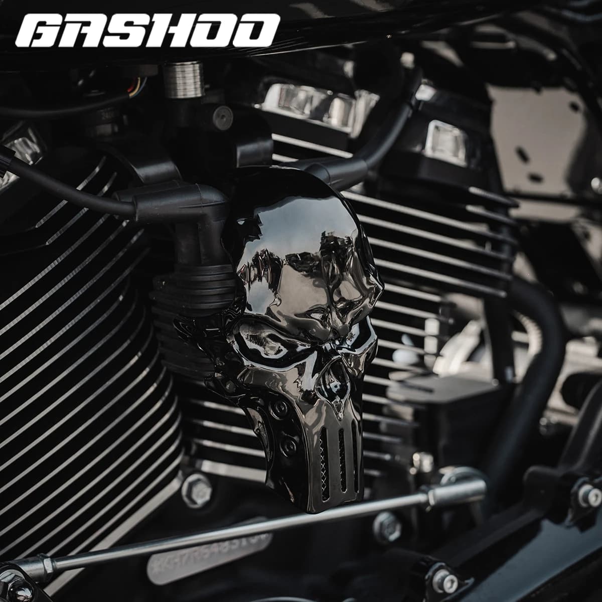 GASHOO Motorcycle Skull Ignition Coil Cover Guard Modification For Harley M8 Engine 2018-Later Softail Low Rider 2024-Later 117