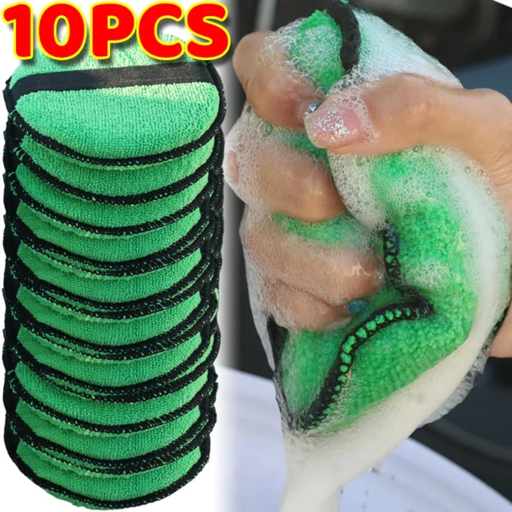 10/5 Pezzi Tamponi Applicatori in Microfibra per Cera, Spugna Morbida per Cura Auto con Tasca per Dita, Applicatore di Cera per Vernice Auto, Interni e Pelle
