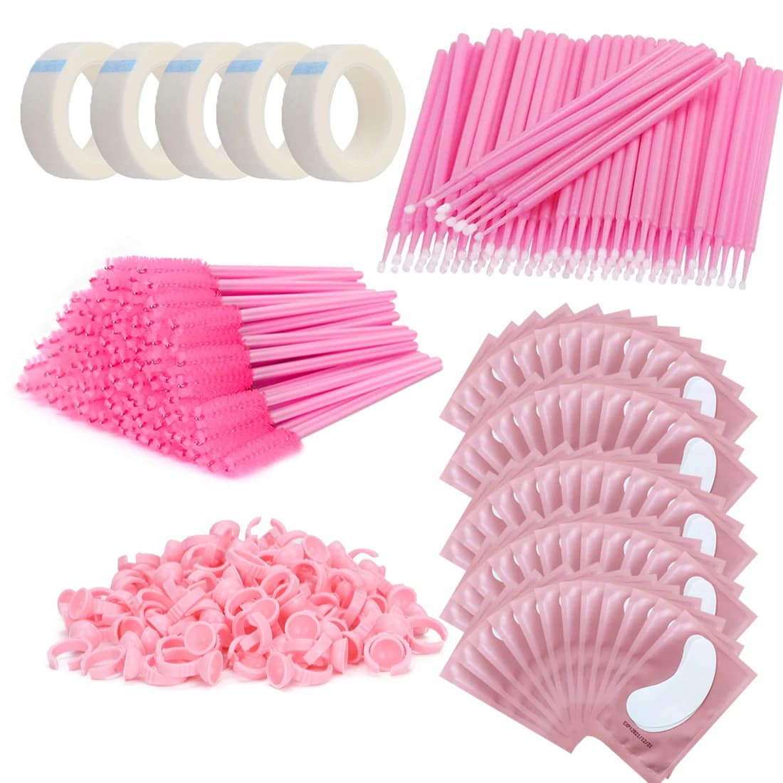 Supplies Set for Eyelash Extension Eyelashes Micro Brush Ribbon Tape Ring Eye bandages Disposable Mascara Sticks Applicator Eyelash Tool