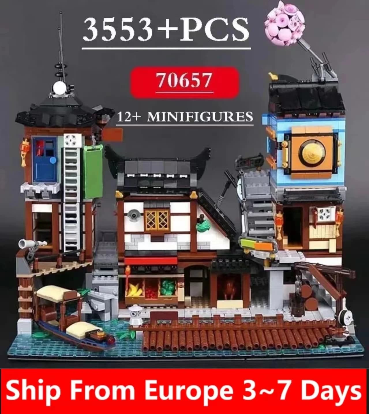 3553 Pezzi Modello di Costruzione Modulare 'The Docks' Compatibile, Giocattolo Educativo per Ragazzi, Regalo di Compleanno e Natale 70657 06083