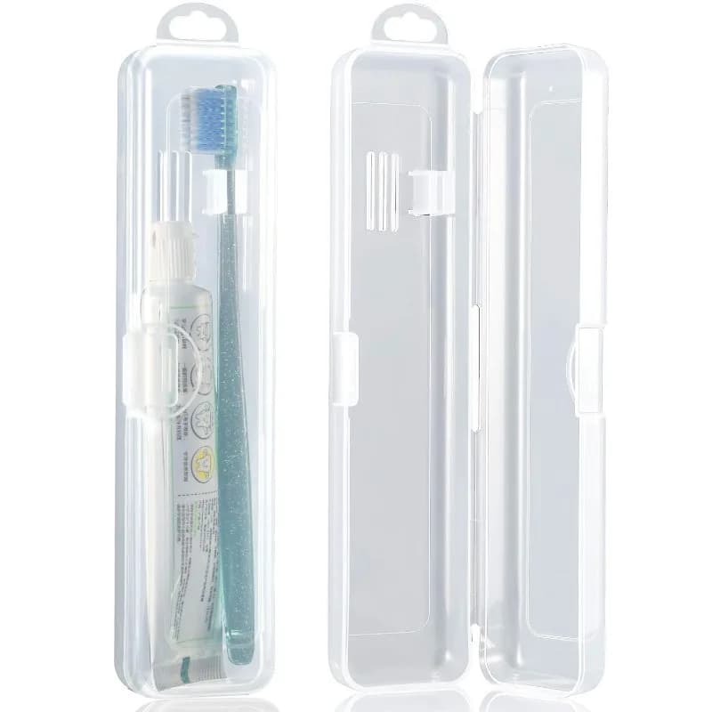 Custodia da viaggio per spazzolino, porta spazzolino portatile trasparente, contenitore rigido in plastica trasparente per spazzolino e dentifricio.