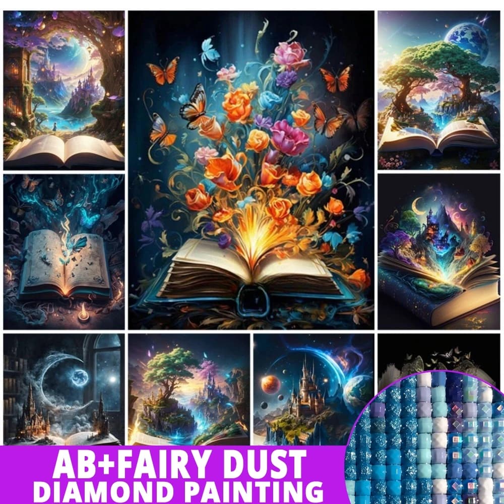 AB Fata Polvere Pittura Diamante 5D Nuovo 2024 Libro Magico Mosaico Fiore Trapano Completo Punto Croce Farfalla Strass Decorazioni Per La Casa