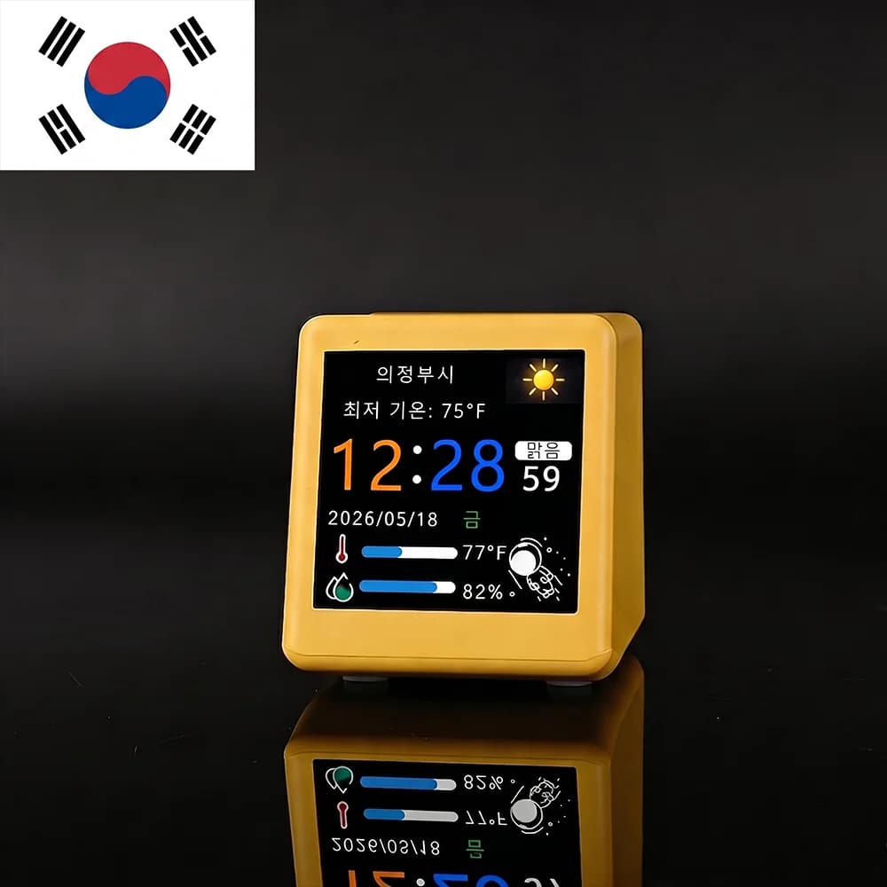 Orologio da Tavolo Intelligente con Previsioni Meteo | Animazione a schermo intero | Album Fotografico Digitale | Previsioni meteo a 3 giorni | Orologio Flip | Decorazioni per Tavola