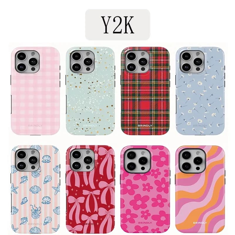 Custodia di Lusso Stile Y2K con Fiocchi per iPhone 17 16e 16 15 14 13 12 11 X XS XR XSMAX 7 8 Air Pro Max Plus, Doppio Strato
