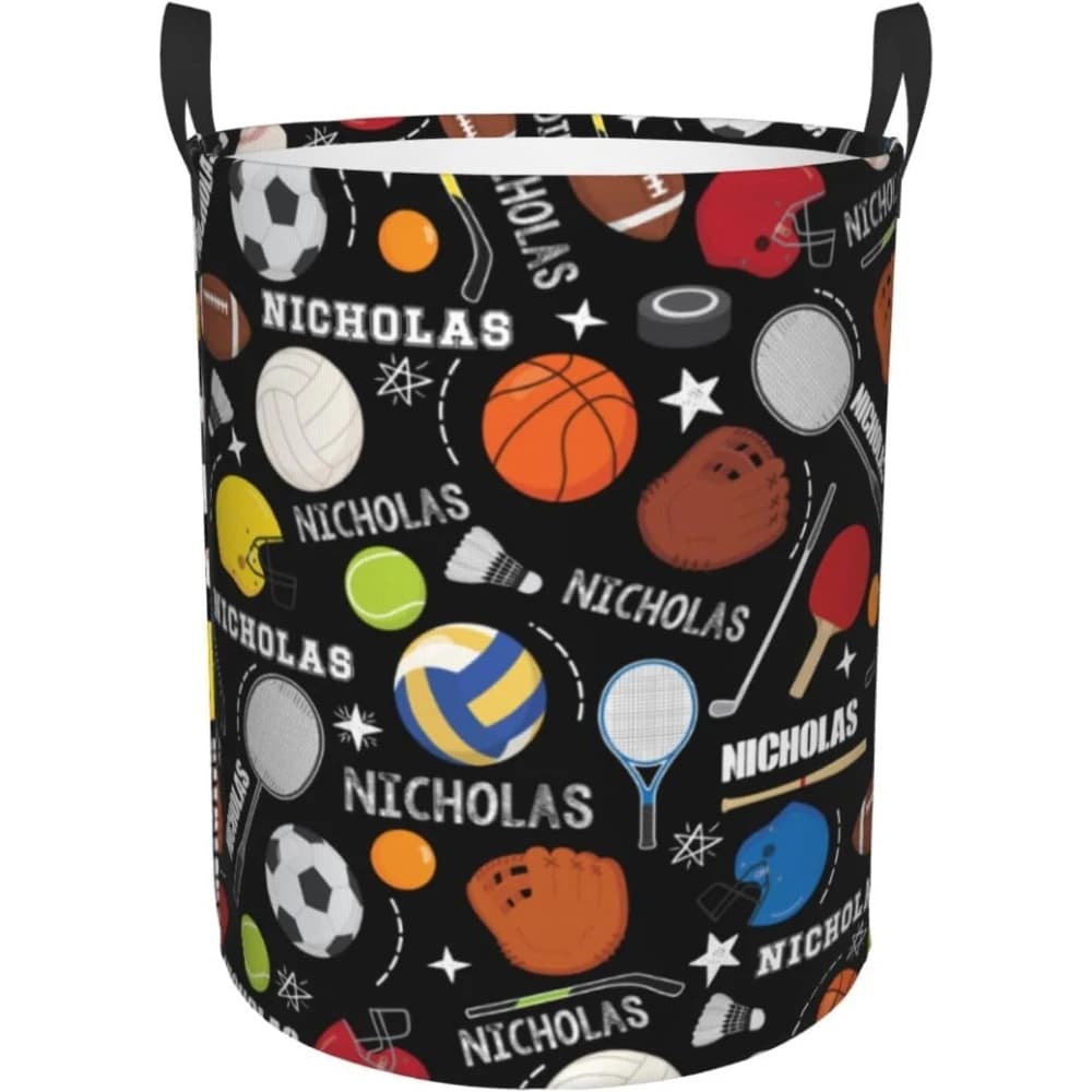 Cestini per la biancheria sportiva, regali sportivi con nome personalizzato, cesto per la biancheria da calcio, baseball, pallavolo, con nome per bambini e ragazzi