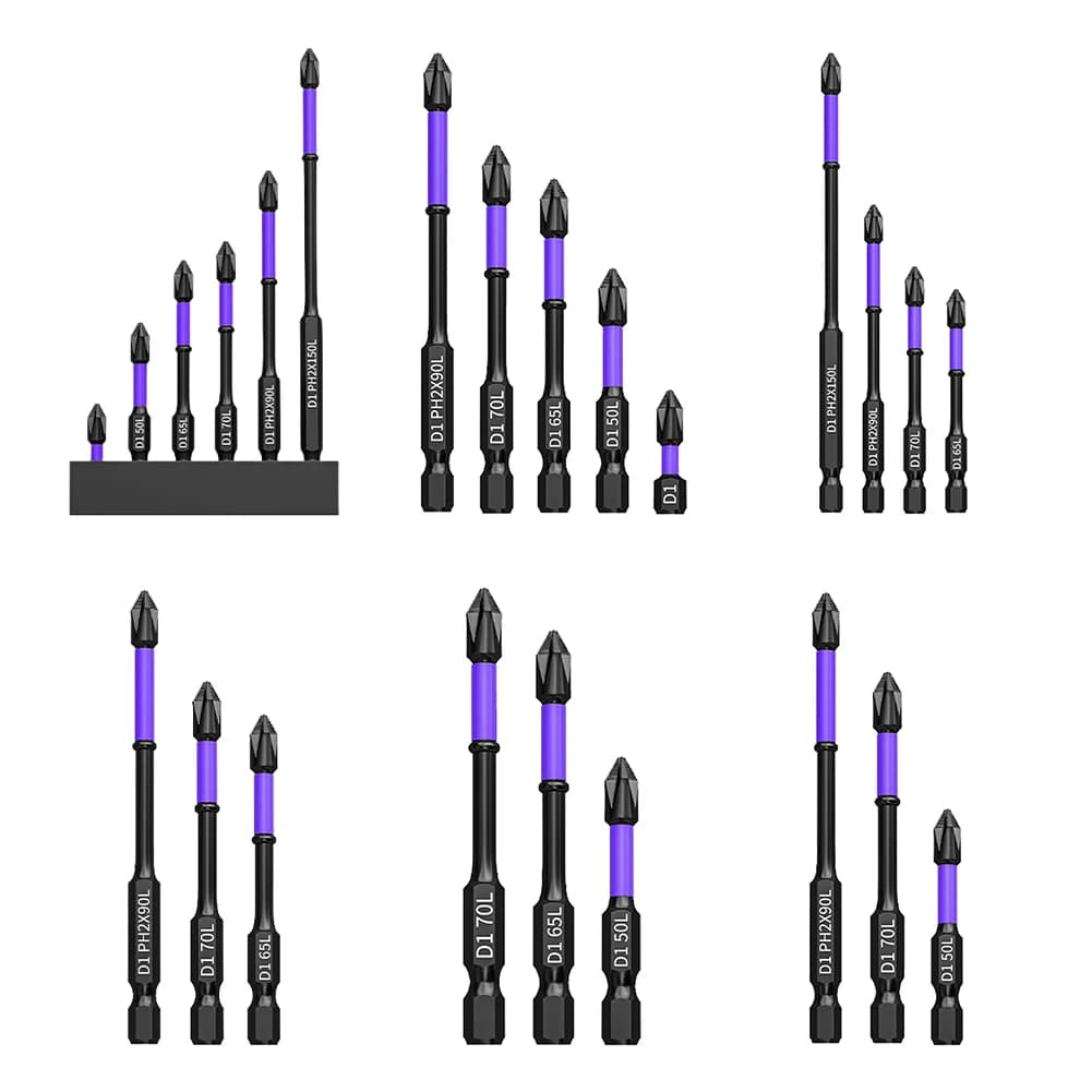 Set di punte per cacciavite Resistenza alla ruggine Punta magnetica antiscivolo forte Set di punte per trapano a croce ad alta durezza Anti shock per la riparazione auto