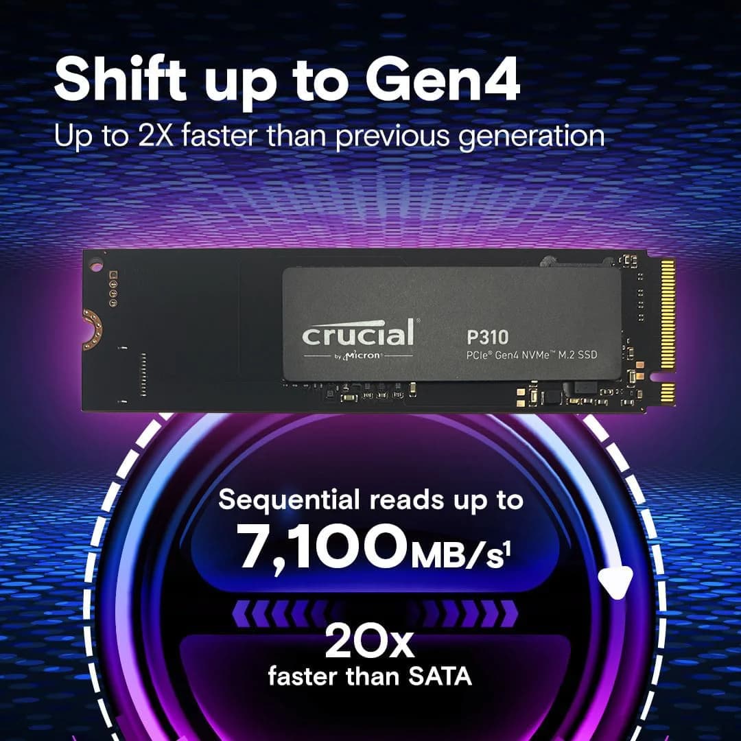 SSD Crucial P310 da 1 TB 2 TB 2280 PCIe Gen4 3D NAND NVMe M.2 - Fino a 7,100 MB/s, unità a stato solido interna (PC) (PACCHETTO OEM)