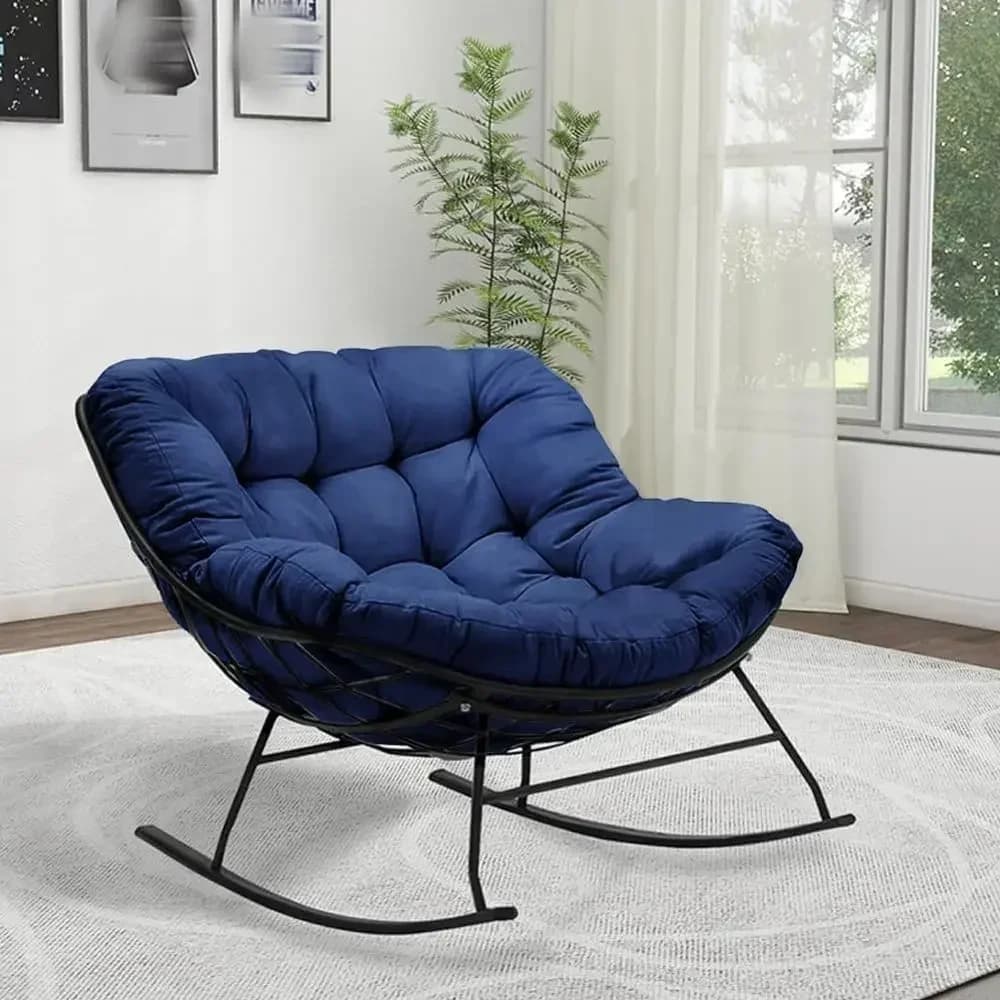 Indoor/Outdoor Papasan Rocking Chair Cushion, Thick Patio Egg Chair Cushion, Rattan & Hammock Seat Cushions for Garden, Lawn, Po