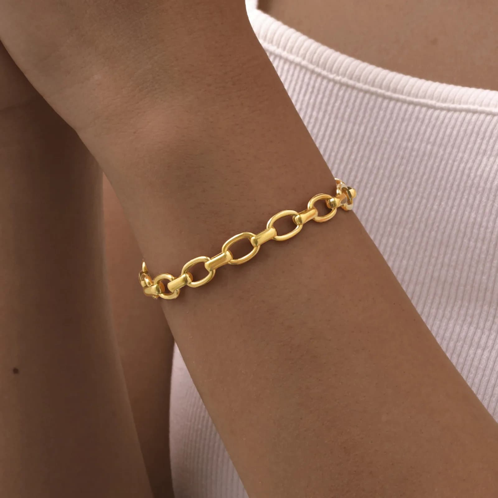 Bracciale in acciaio inossidabile da donna per donna, bracciali a catena a maglie placcati in oro, gioielli regalo alla moda per la festa della mamma