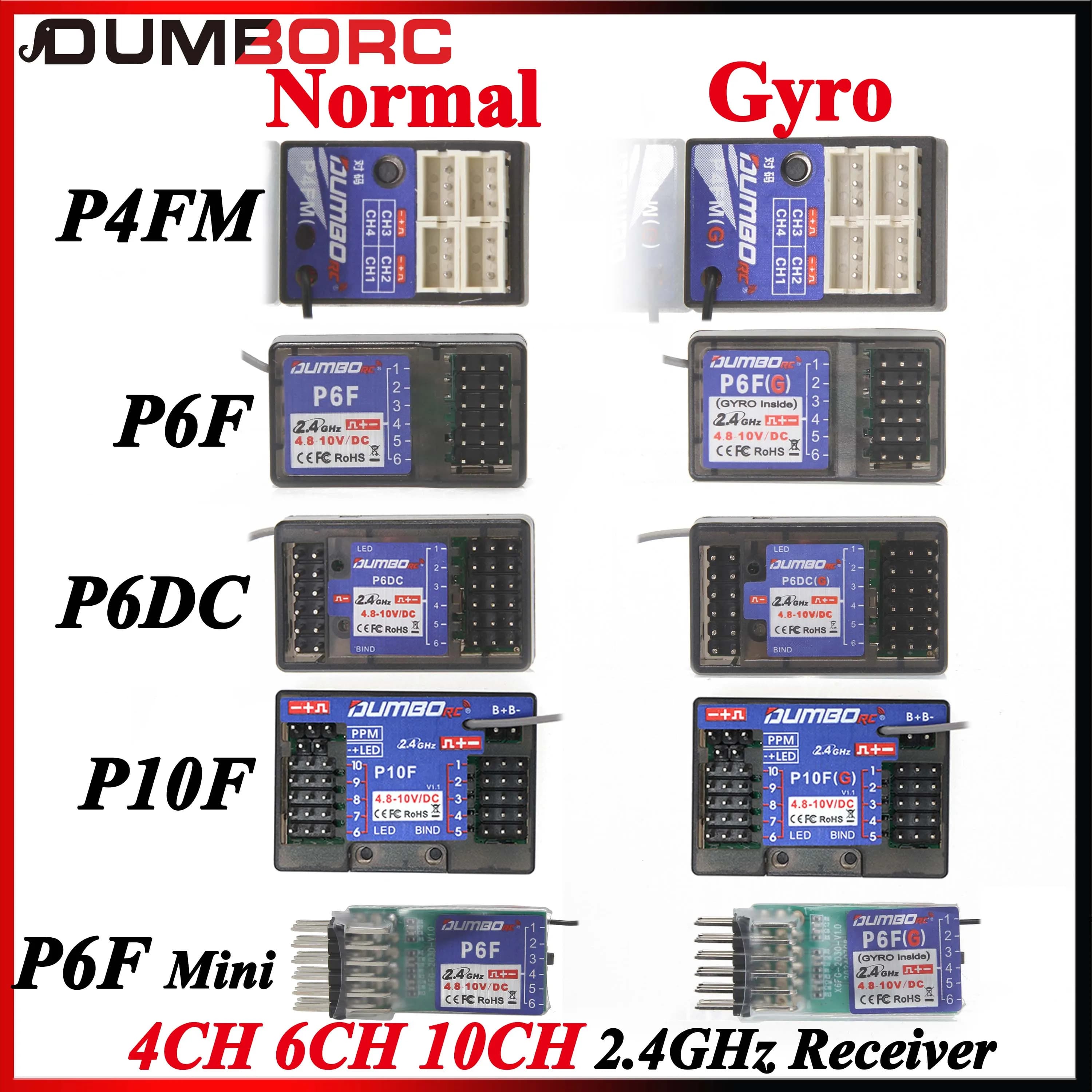 DUMBORC P6F Mini P6FG 2.4G 6CH Giroscopio Ricevitore per Trasmettitore X6 X4 X5 Sistema di Controllo Radio Telecomando per Barca Rc Auto