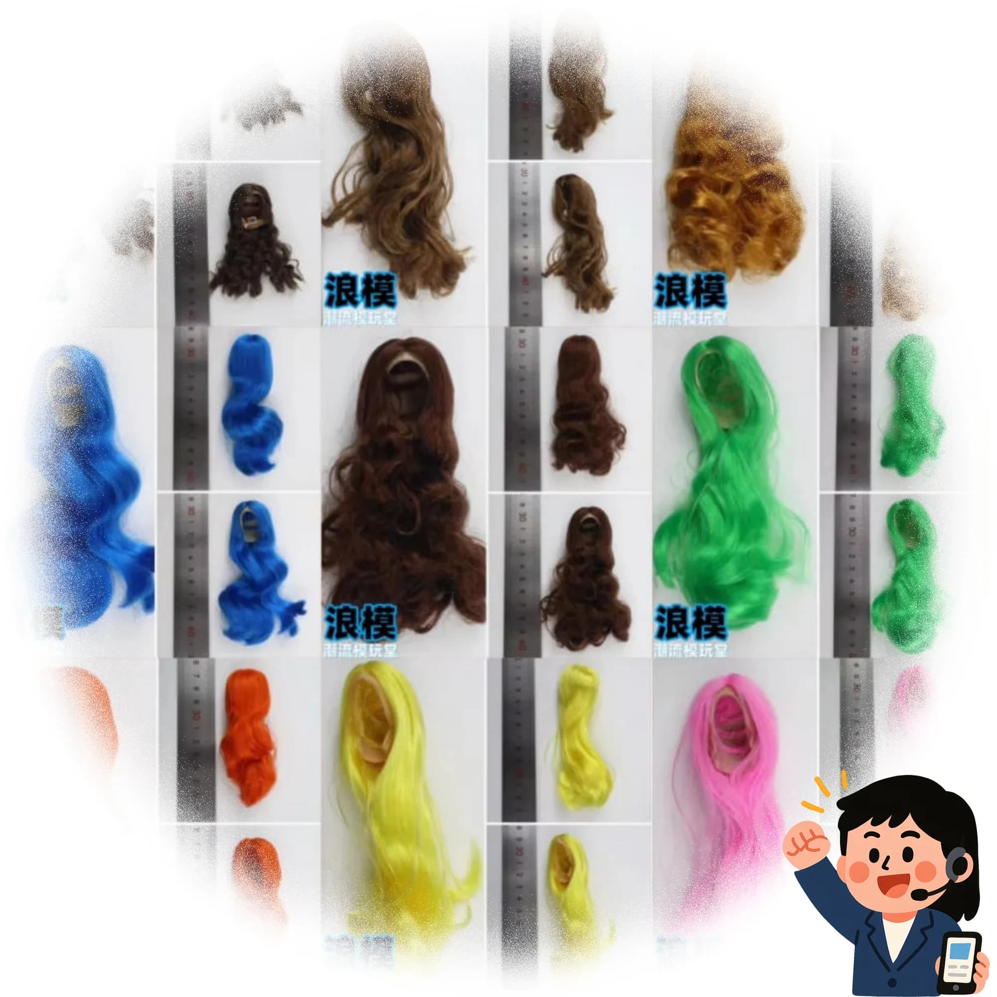 1/6 Bilancia Curling Serie Testa Femminile Scultura Parrucche di capelli Giallo, Marrone e Nero Parrucca piena di capelli del merletto per 12 pollici Action Figure Testa