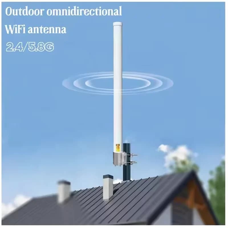 Outdoor 12dBi 2.4G 5G 5.8G WIFI 2x2 MIMO glass fiber omnidirectional antenna, high gain antenna