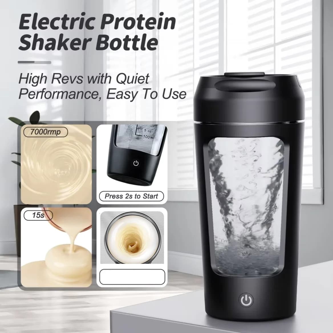 New 650 ml USB Portable Whey Protein Shake Bottle Fully Automatic Shaking Cup Rechargeable Gym BA Free Cocktail Blend