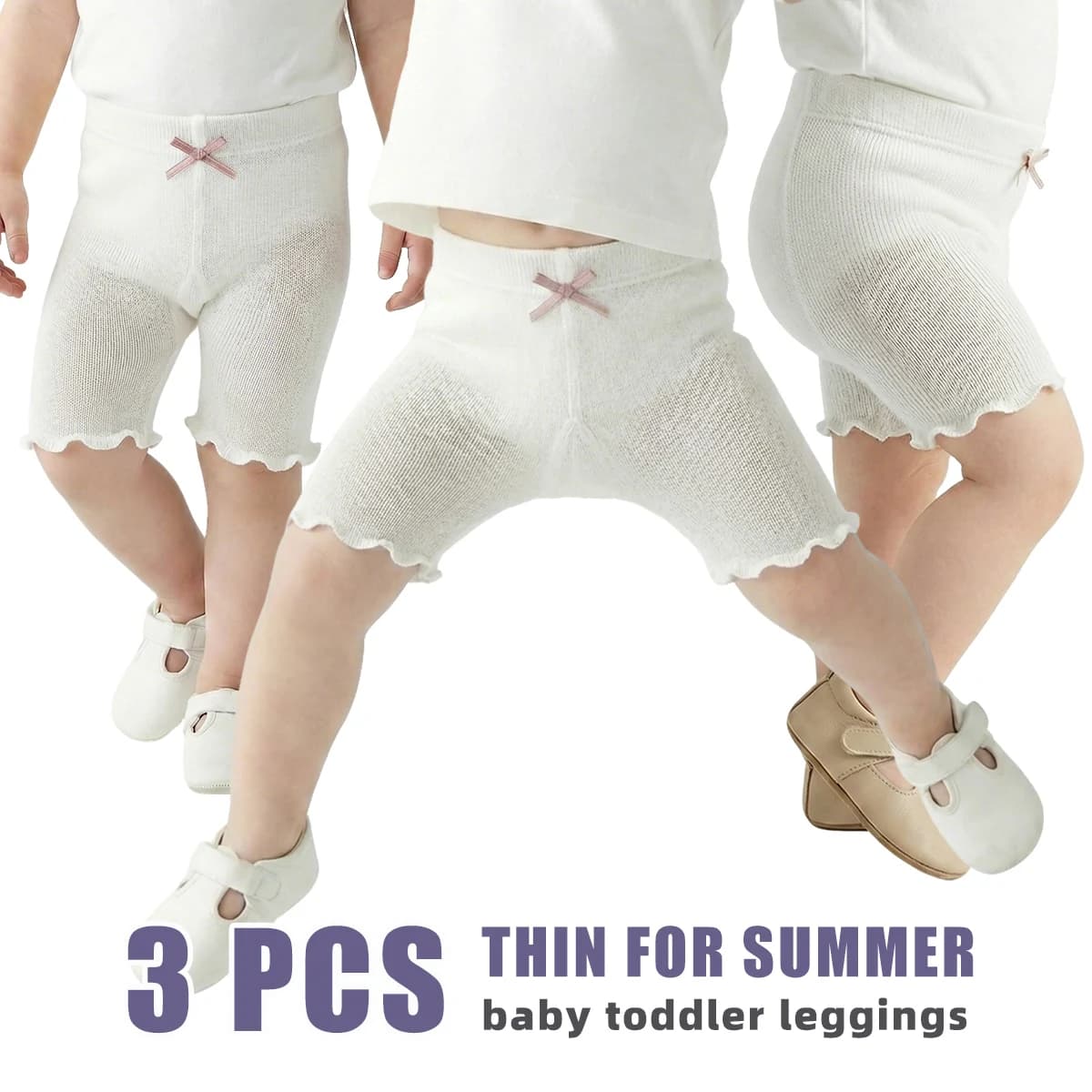 3 paia di collant per bambini, pantaloncini per neonati, leggings per bambina, modello sottile per l'estate, leggeri e comodi, semplici e versatili.