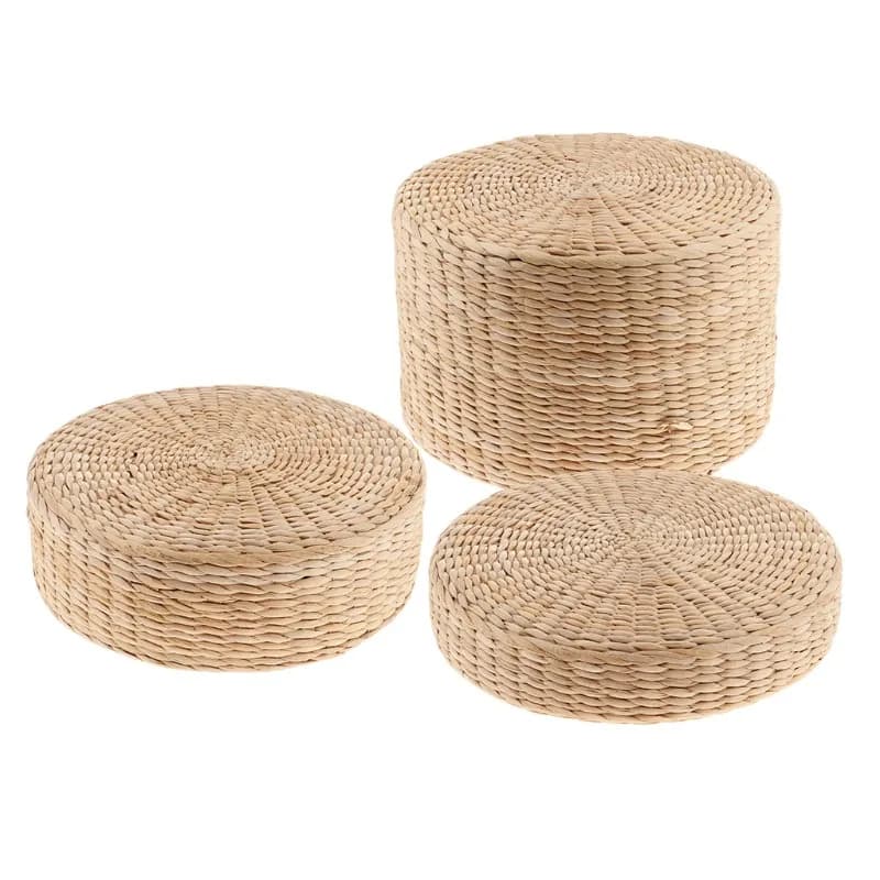 Straw Cushion Tatami Floor Cushion Meditation Pillows Cushion Buckwheat Couch Pillows for Home Decor