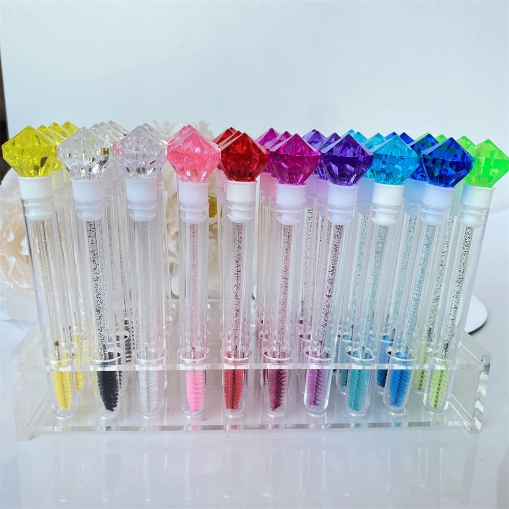 20 pcs Big Diamond Lash Brush disposable eyelash brush Spoolie Mascara wand In tube