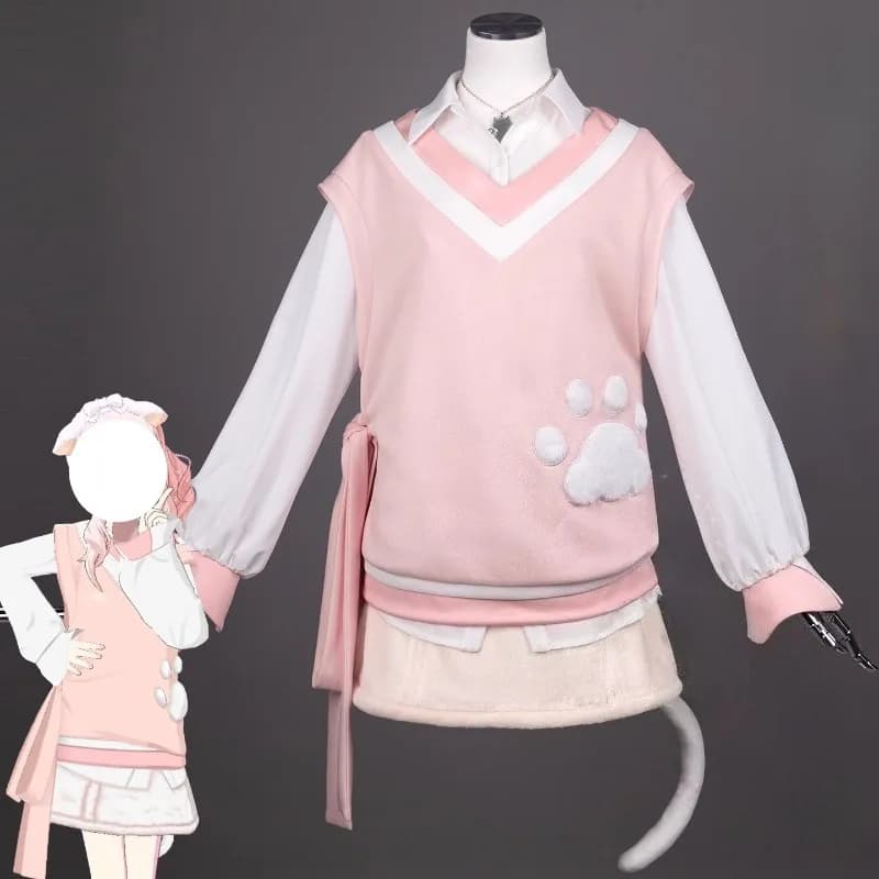 Anime Akiyama Mizuki Costume Cosplay Camicia bianca Gilet rosa Gonna Abito coda per donna Halloween Carnevale Festa Gioco di ruolo Outfit