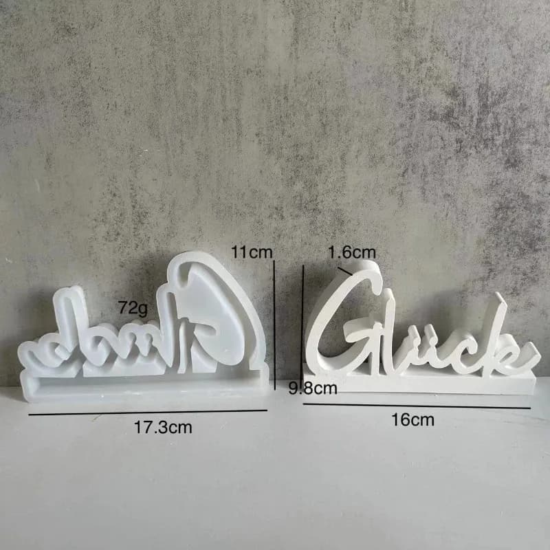 Gluck-Letter Familie Silicone Mold, Concrete And Gypsum Desktop Home Decoration, Used For DIY Epoxy Resin Wall Hanging Process