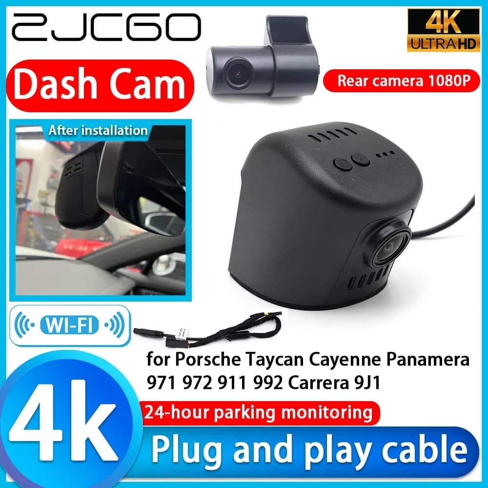 ZJCGO for Porsche Taycan Cayenne Panamera 971 972 911 992 Carrera 9J1 Video Recorder UHD Plug and Play DVR Auto Dash Cam