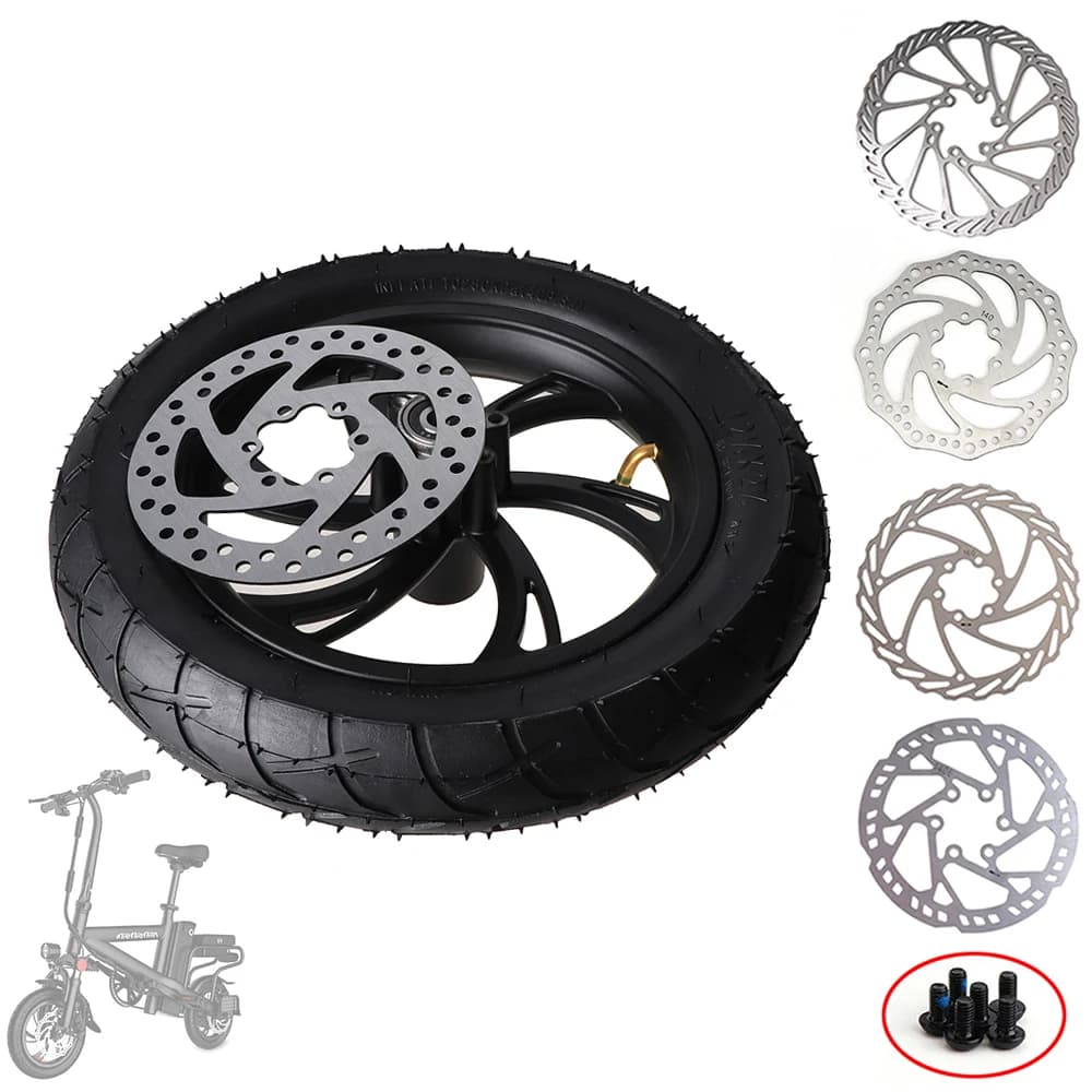Ruota anteriore da 12 pollici 12 1/2X2 1/4 con pneumatico e camera d'aria, con disco freno da 140mm/160mm per monopattino elettrico, bici elettrica pieghevole e biciclette.