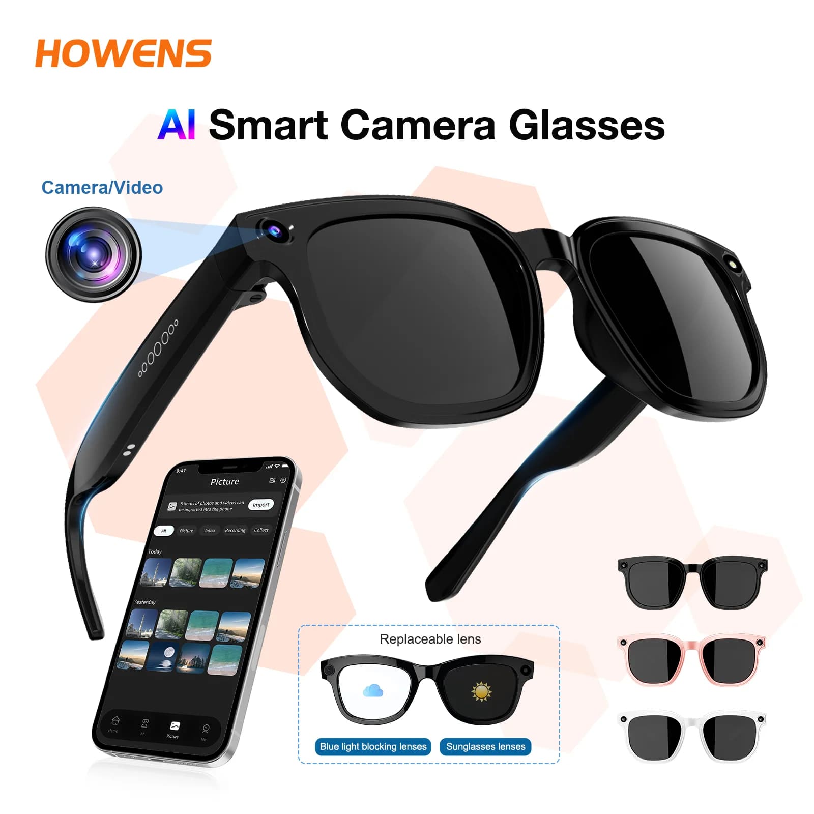 New Smart 2026 Glasses with 800W Pixel Camera, Video Recording, AI Photo Recognition, Bluetooth Calls and Vocal Translation - Unisex