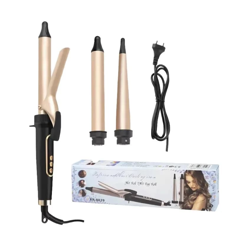 Professional Hair Salon Plate, Triple Cylinder Electric Combs, Iron 3D Rotating Hair Clips, Led Ripper and Home Use Temperature Control