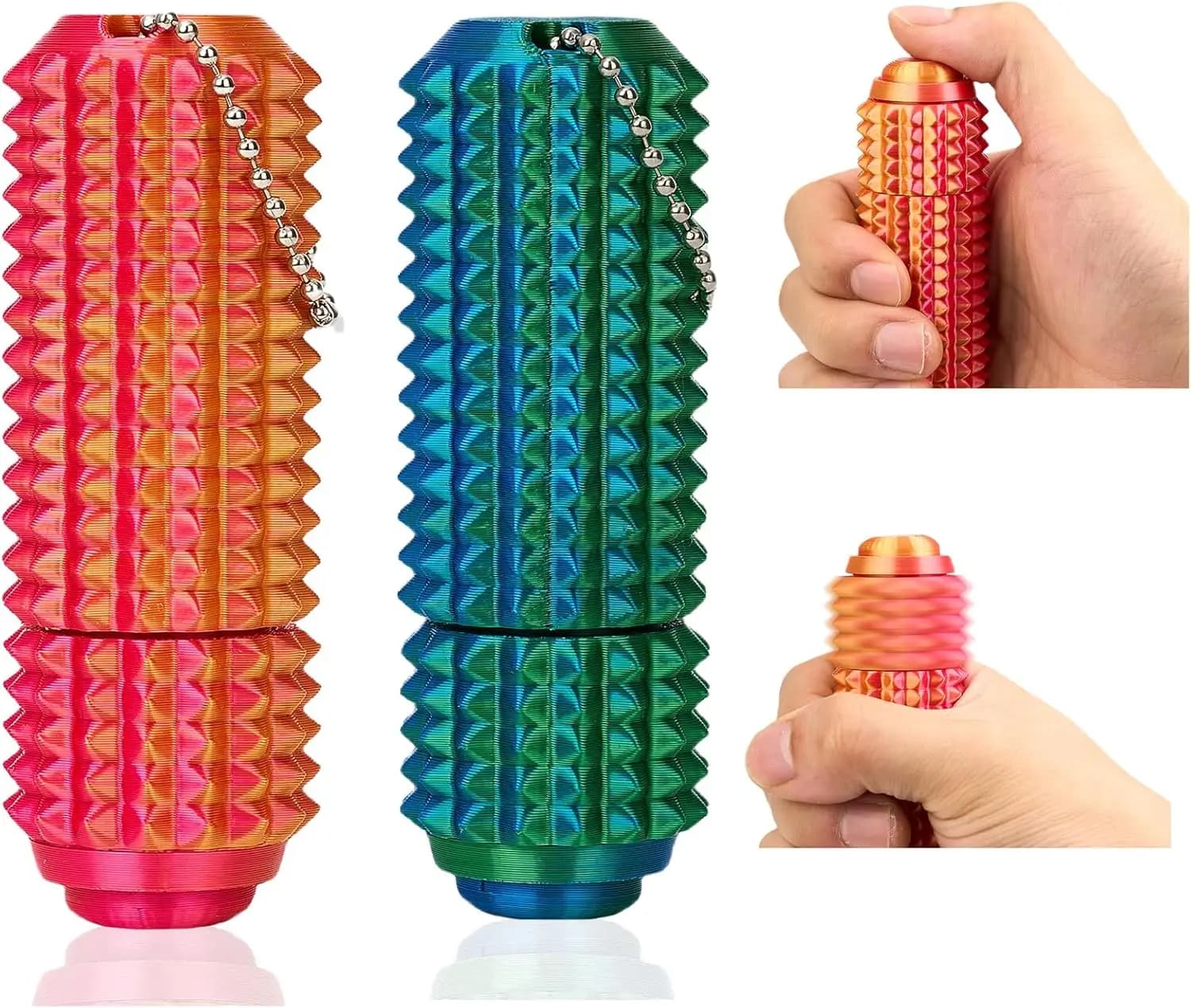 Giocattolo Antistress 3-in-1 con Spinner, Pulsante a Scatto e Stimolatore Sensoriale con Portachiavi