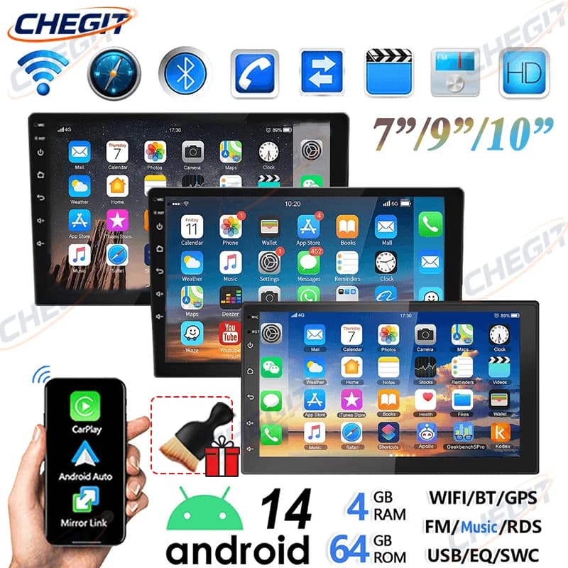 7/9/10'' 2 Din Android 13 auto Car Radio 64G Multimedia Video Universal Stereo Carplay gps For Volkswagen Nissan Hyundai Kia toy