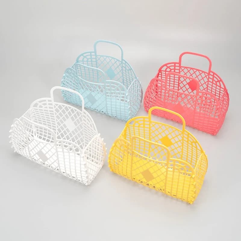 Cesto da bagno in plastica staccabile, cesto doccia portatile, borsa portaoggetti cava per bagno, cesto per frutta e verdura, borsa a mano