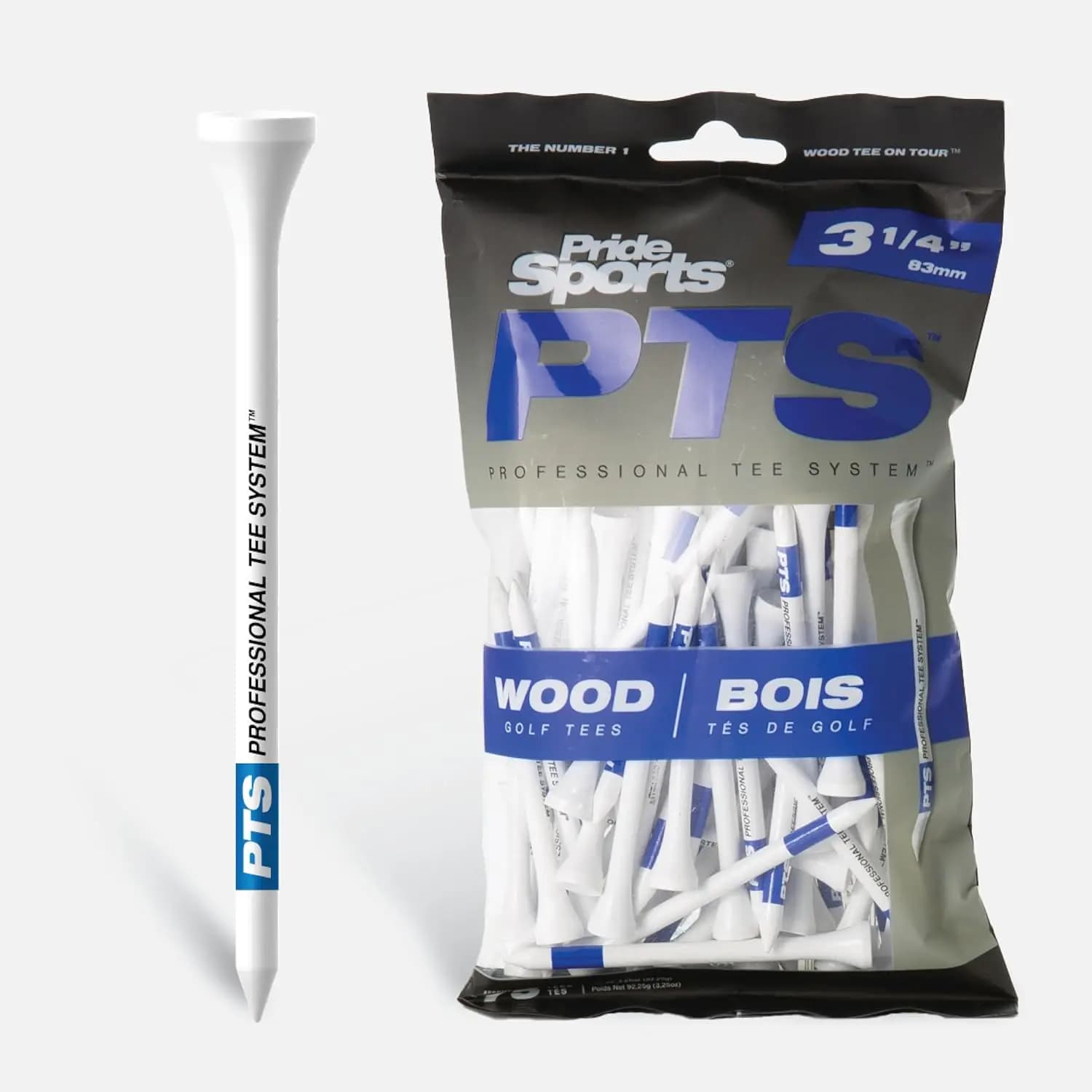 Tee da Golf in Legno Naturale da 3-1/4 Pollici, Confezione da 75 Pezzi, con Striscia per Altezza Costante, per Driver e Legni