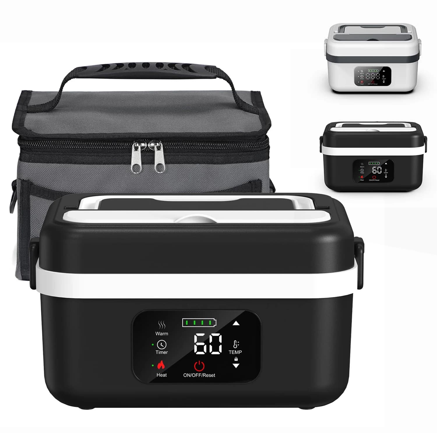 Lunch Box isolato elettrico wireless - Batteria incorporata da 8000 mAh, Lunch Box riscaldante da 60 W Scatola da pranzo in acciaio inossidabile da 1 litro Scaldavivande