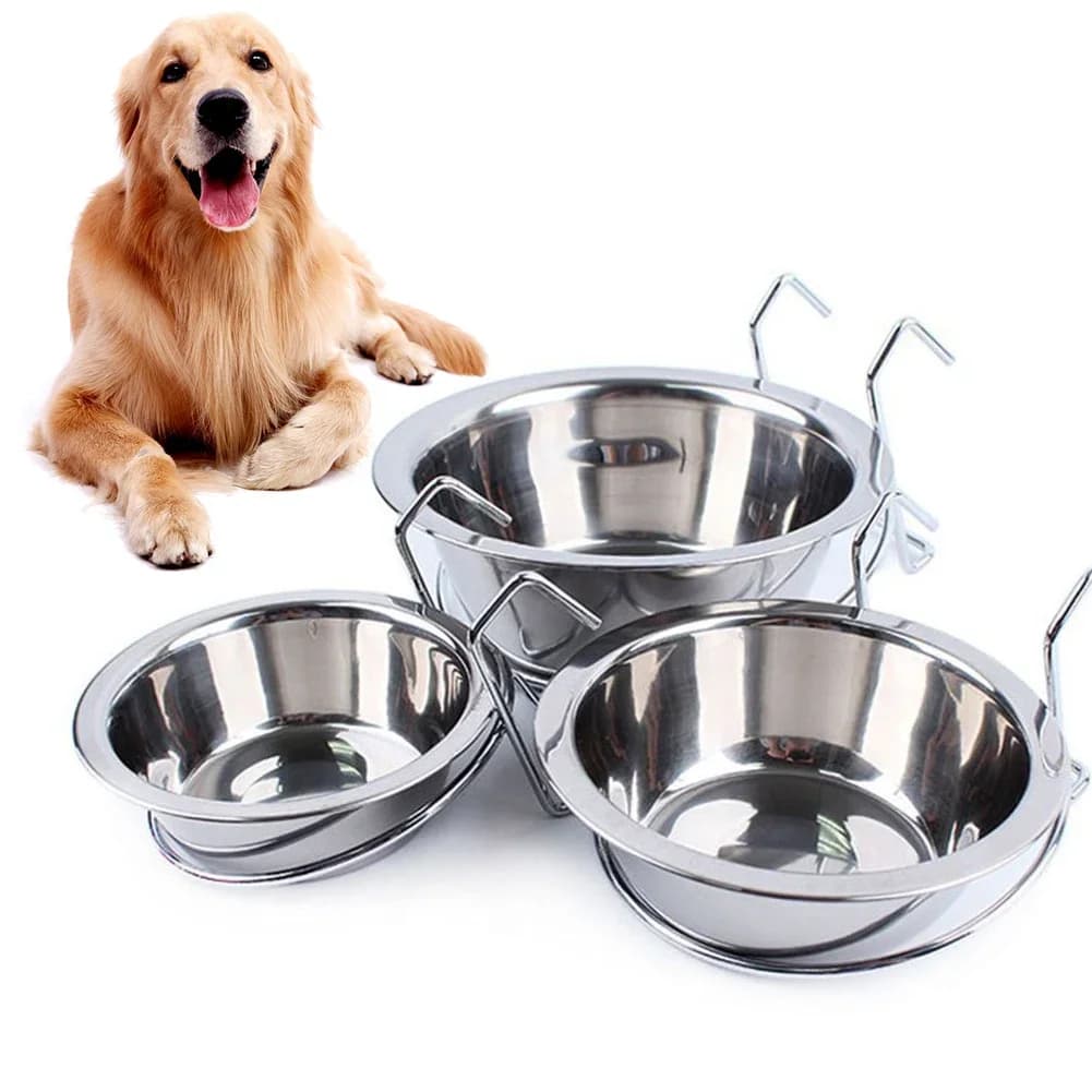 Ciotola sospesa per animali domestici in acciaio inossidabile Alimentazione per cani Cuccioli Gatto Uccello Pappagallo Cibo Gabbia per acqua Portabicchieri con gancio Prodotti per l'alimentazione