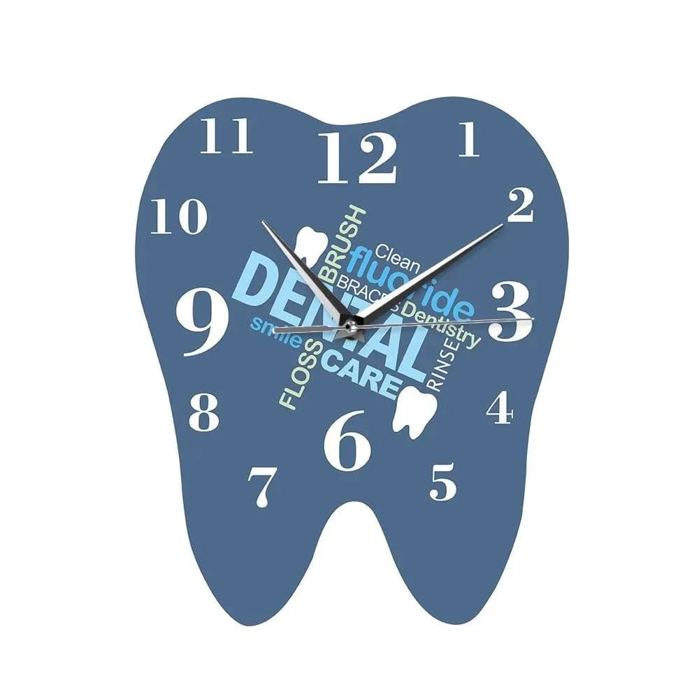Creative Tooth Shape Silent Wall Clock, Funny Dental Office Decor, Unique Quartz Watch for Living Room Bedroom, Gift for Dentist