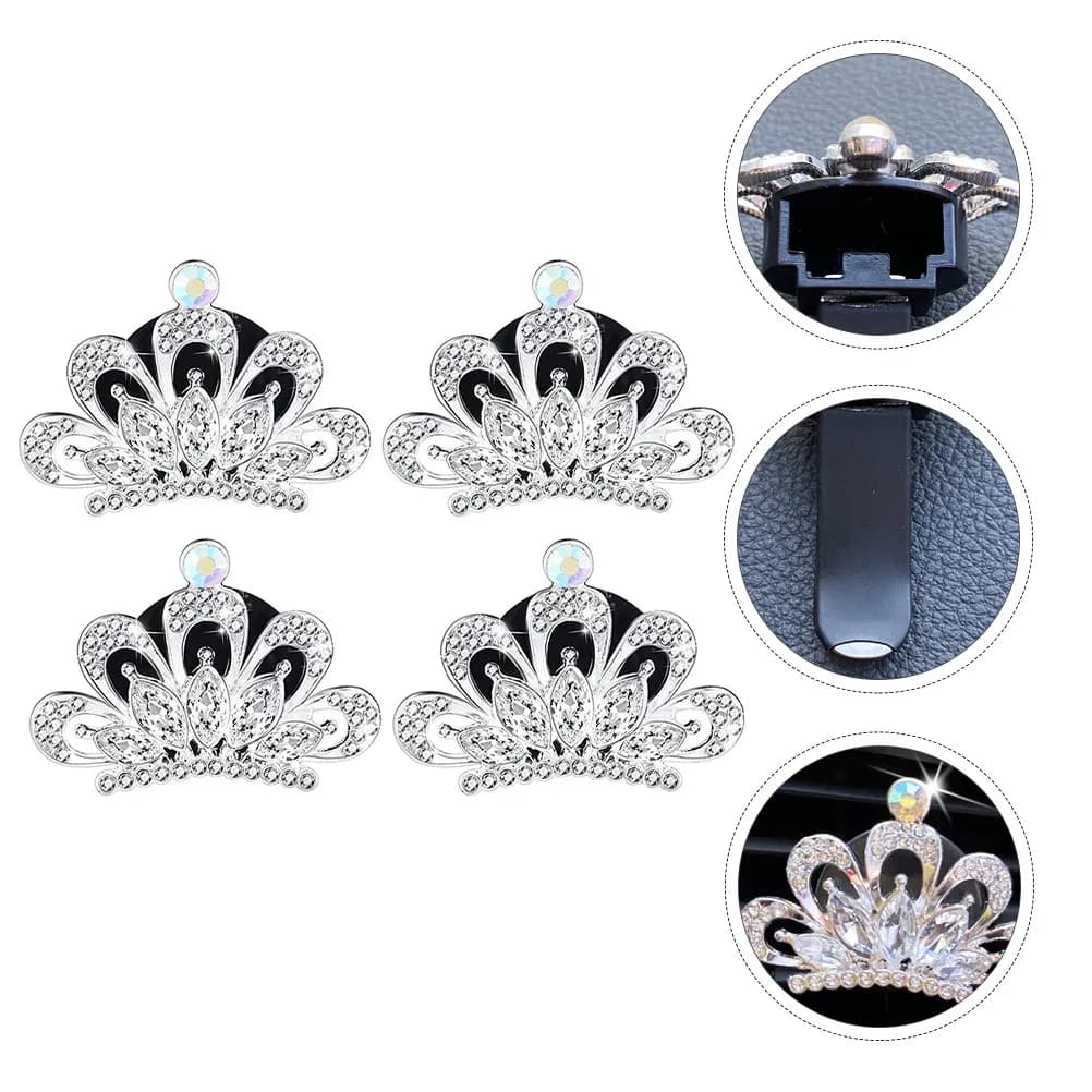 4 Pezzi Clip Profumatore Auto con Strass per Bocchetta di Ventilazione, Diffusore di Aroma, Mini Deodorante per Auto, Ornamento Decorazione Interni Auto