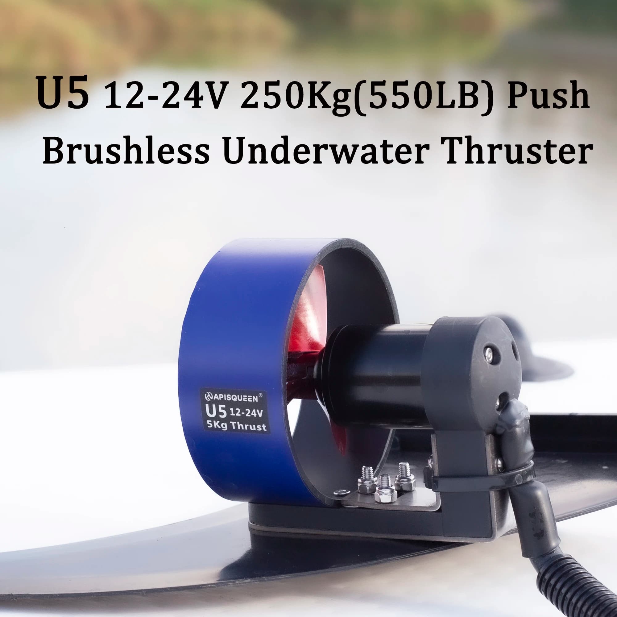 U5 12-24V 250Kg(550LBS) Push Brushless Underwater Thruster elica propulsione 800W per kayak ROV Paddle Boats