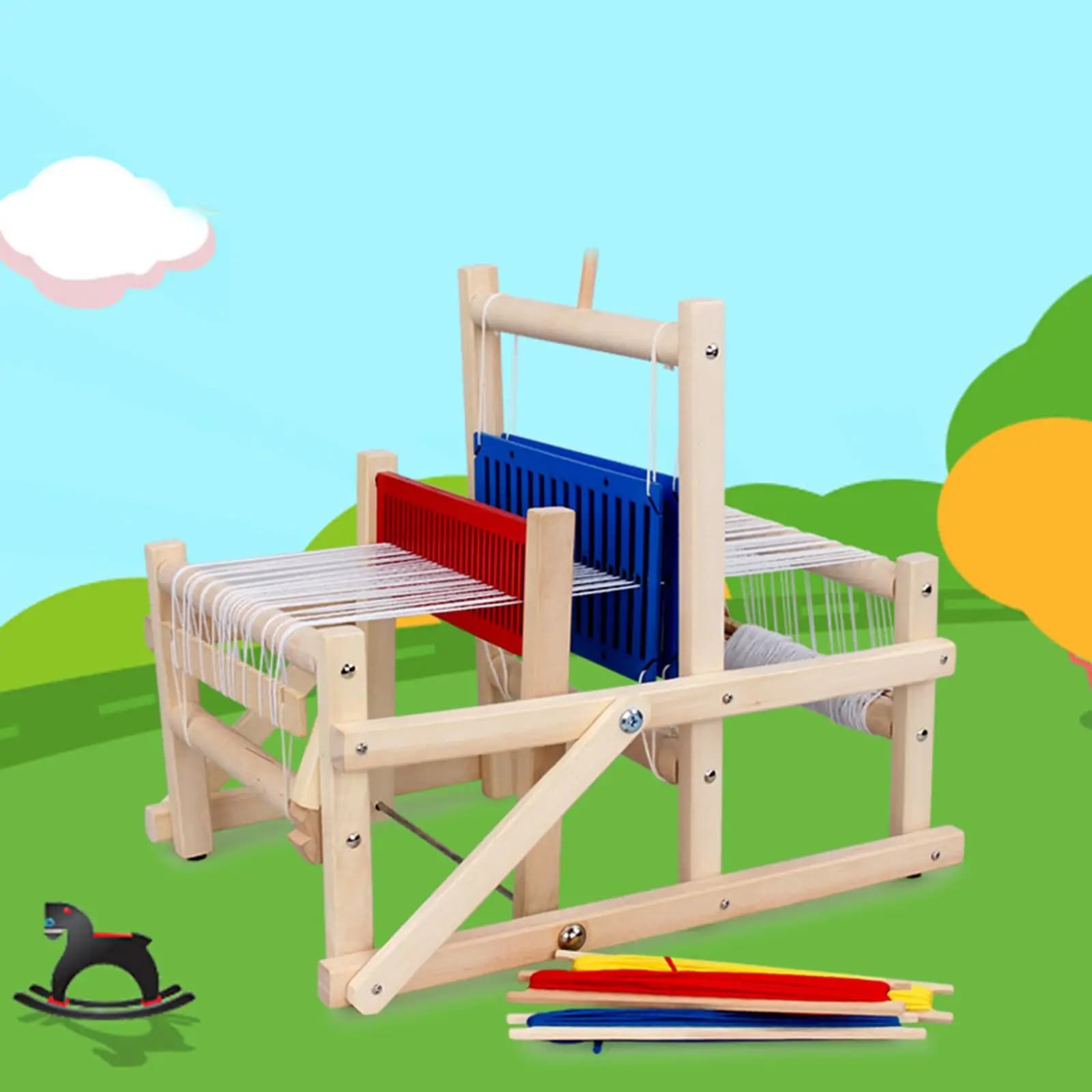 Craft Weaving Loom Kit Wooden Tapestry Machine Arts Crafts Toys for Children Beginners Sewing and Embroidery Projects