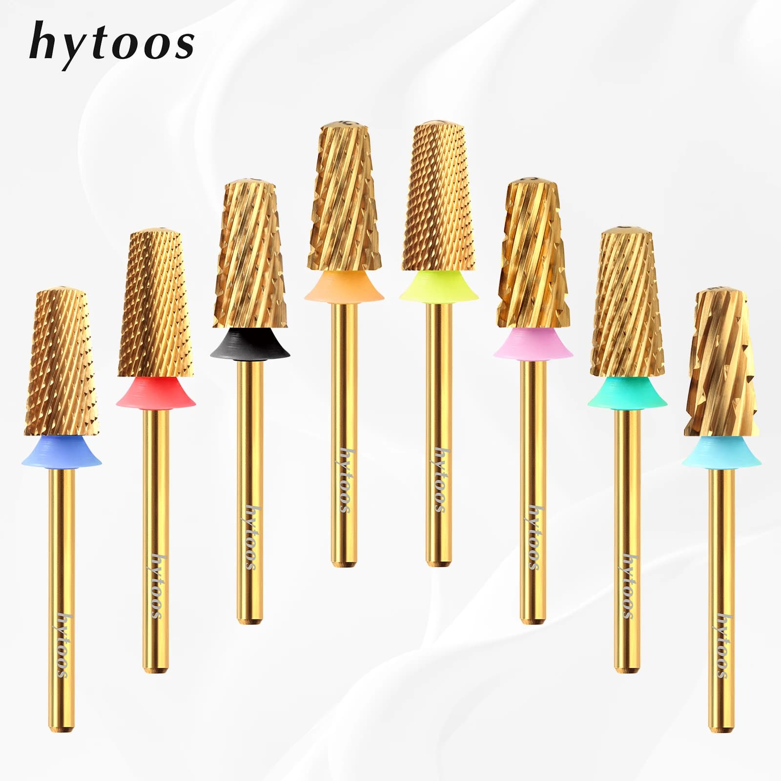 HYTOOS Titanium Safety Conical Nail Drill Tips Hard Metal Toe With Smooth Top Cane Removal Gel Tool for Electric Drill Accessories