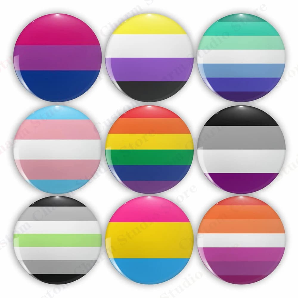 LGBT Rainbow Flag Button Pins Gay Lesbian Bisexual Trans Pansexual Symbol Tinplate Brooches Lapel Badges Backpack Jewelry 44mm