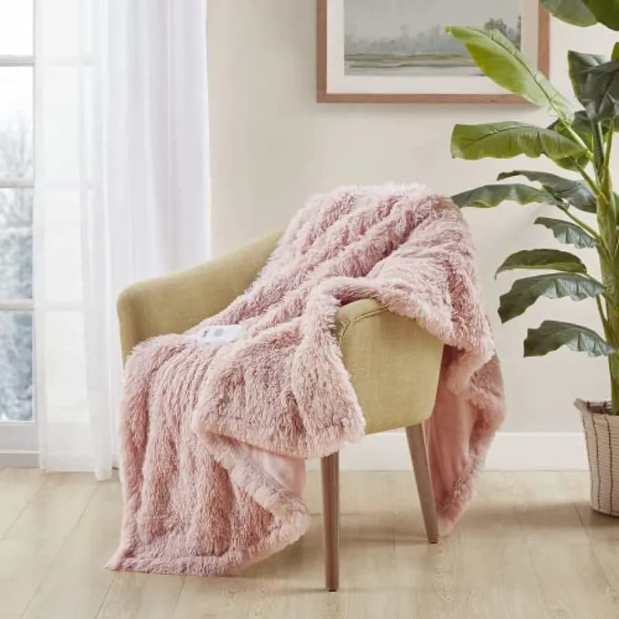 Coperta Riscaldante Morbida in Finta Pelliccia Mila - Riscaldamento Rapido, Spegnimento Automatico, Timer, Basse Emissioni EMF, 5 Impostazioni di Calore, Certificazione ETL