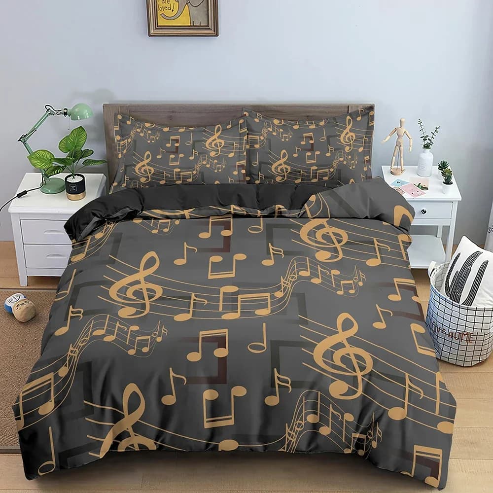 Simboli musicali Violino 3D Comodo copripiumino Copripiumino Federa Set biancheria da letto Decorazione camera da letto per bambini Tessili per la casa