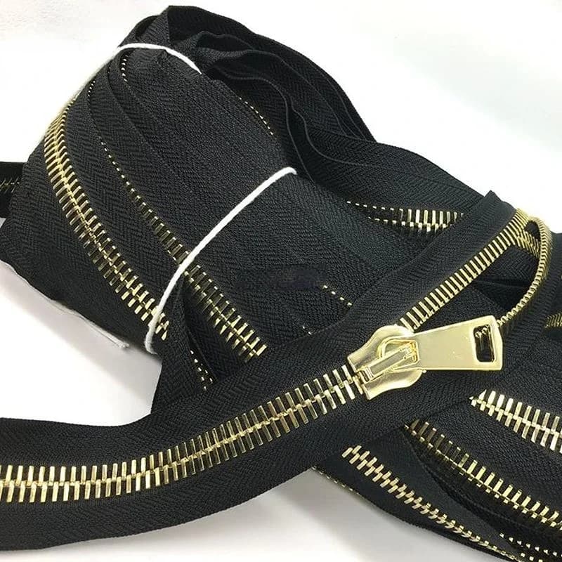 2 m/lotto 15 # Catena continua oversize con cerniera in metallo con tirante Accessorio per cucire per riparazione borsa da pesca in pelle per tenda da esterno bianca nera