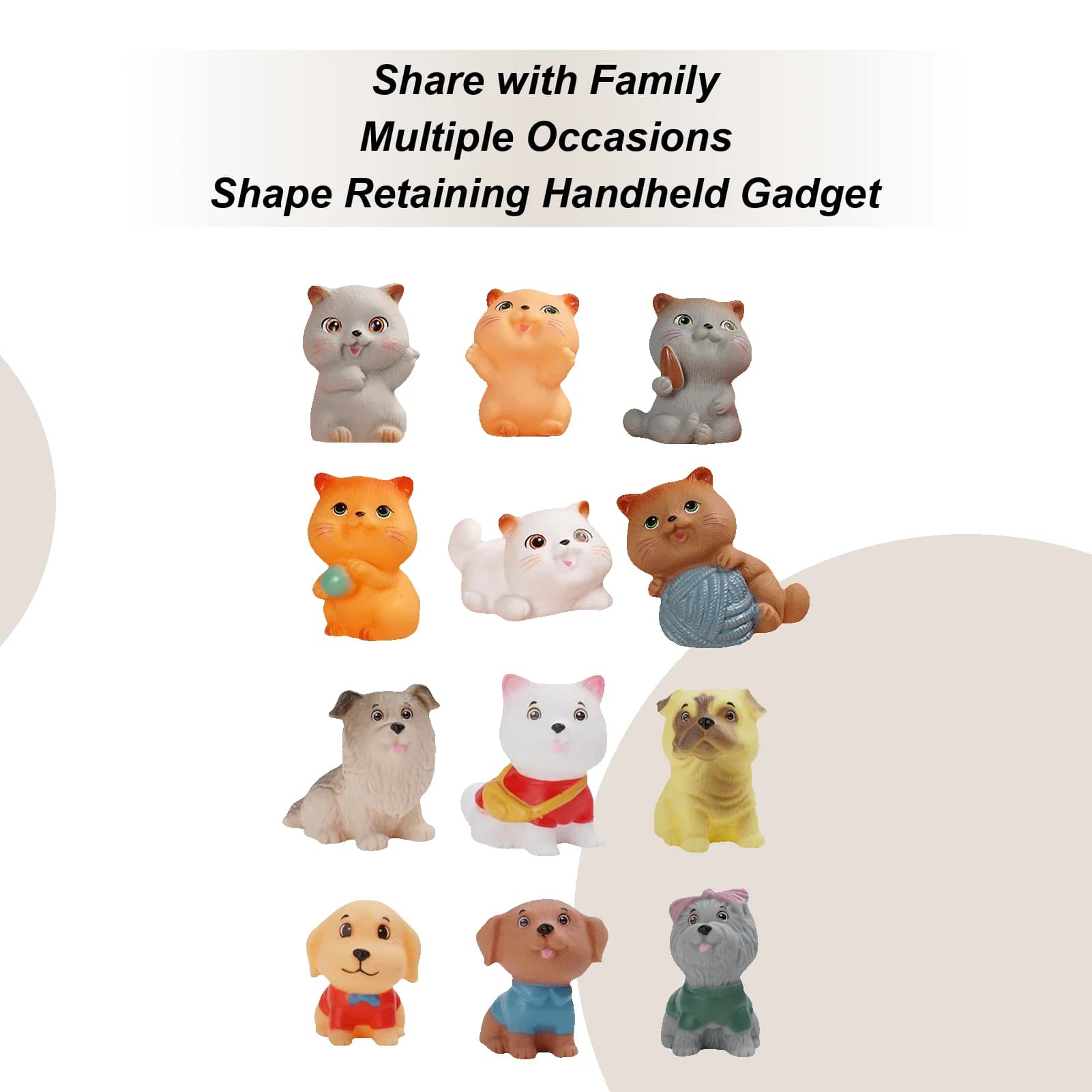 Cat Stress Ball 6 Pieces Cute Soft Stress Balls Miniature Novelty Games For Home School Family Teens Youth Friends Daily Life