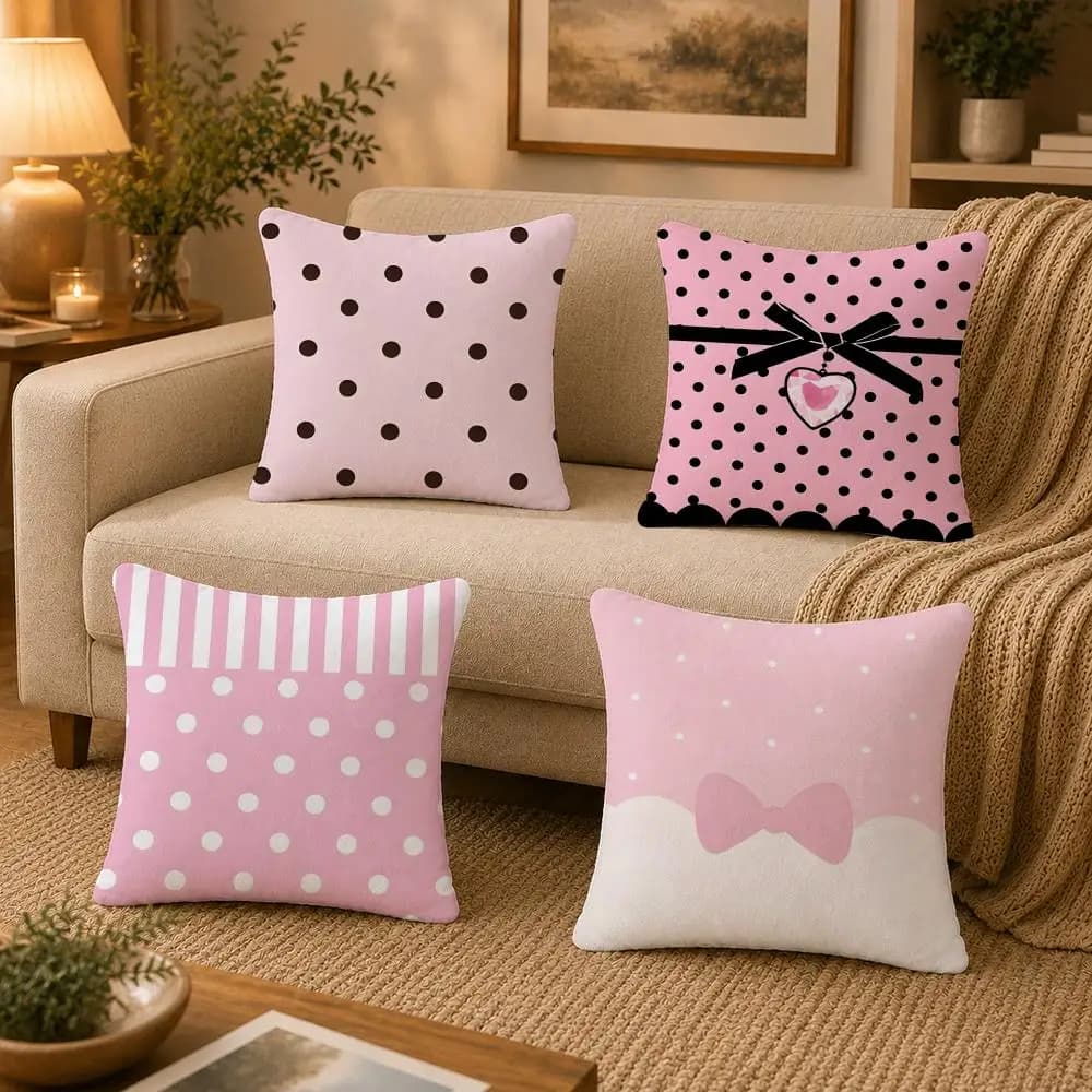 Pattern P-polka dot Cushion Cover Washable Soft Plush Cushion Cover Square Pillow Case for Sofa Couch Bed